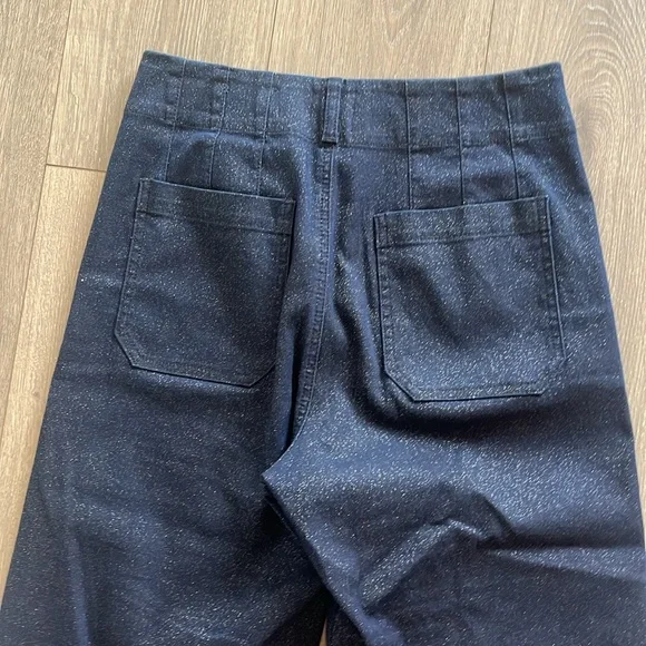 COPY - The Colette Sparkle Denim Cropped Wide-Leg Jeans by Maeve Size 28